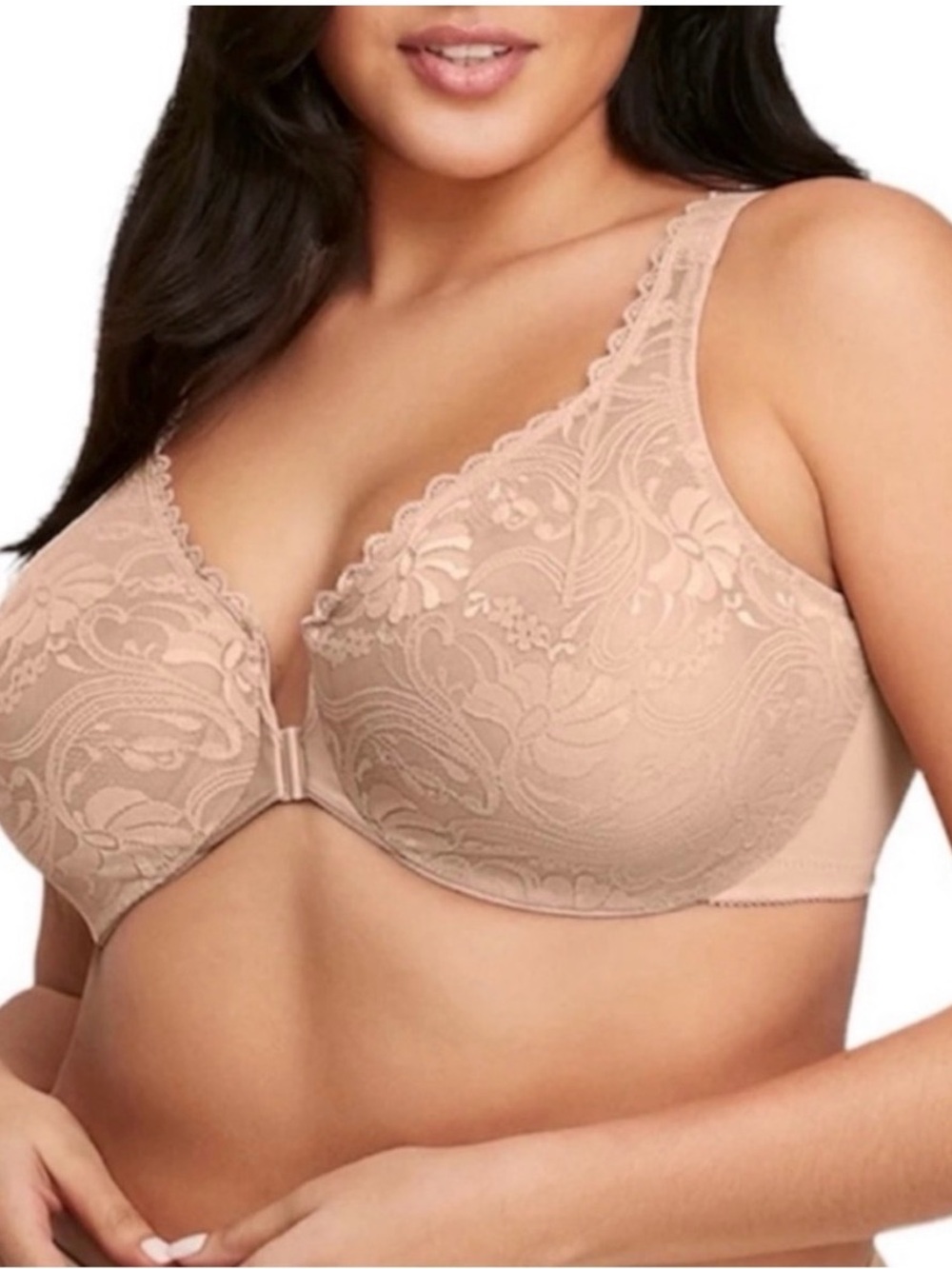 NWT Glamorise Full Figure Wonderwire Front Close Bra #9245 Size 44C nude